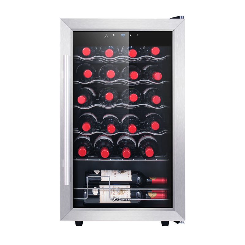 Stainless Steel 24-Bottle Freestanding Wine Cooler with LED Lighting