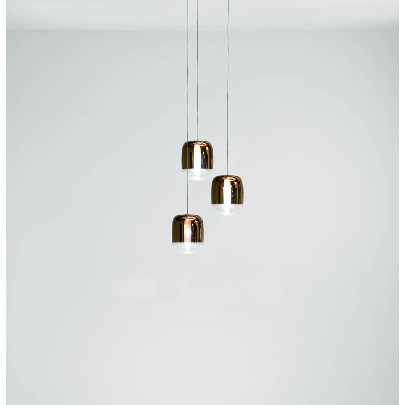 Gong 3 - Light Chrome Cluster Pendant, Copper