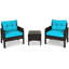 Ensemble de conversation d'extérieur en rotin 3 pièces avec coussins turquoise Winston Porter-46936741