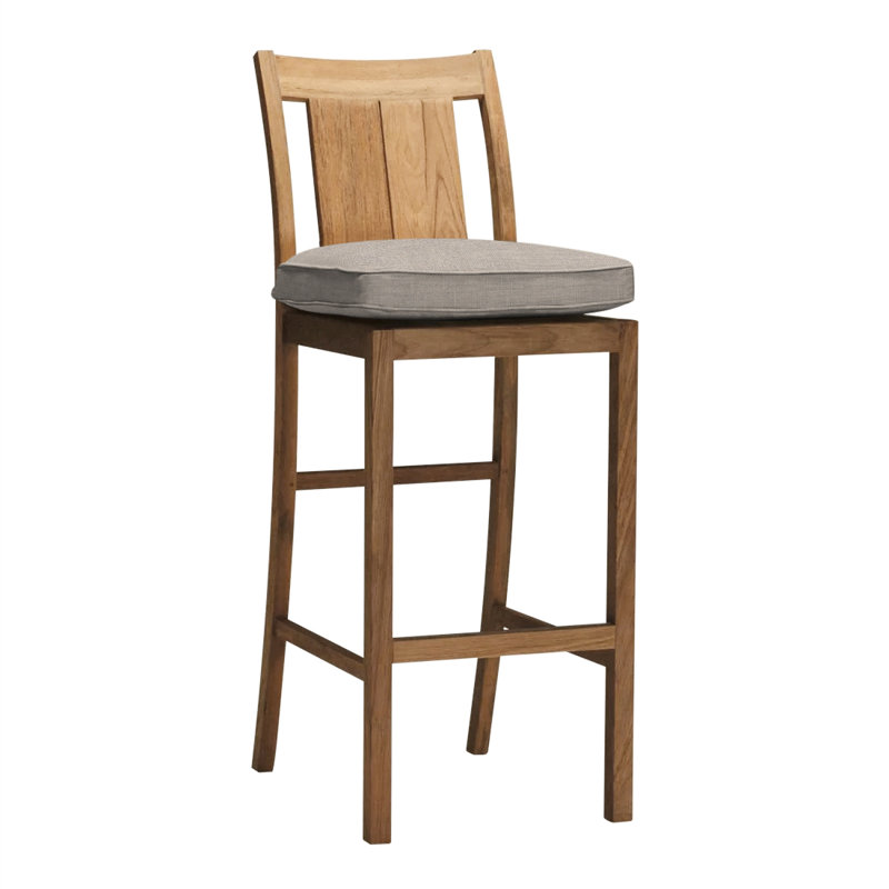 Tabouret de comptoir 24 po Croquet, Sunbrella® ‑ lin colombe, Welt, Teck naturel