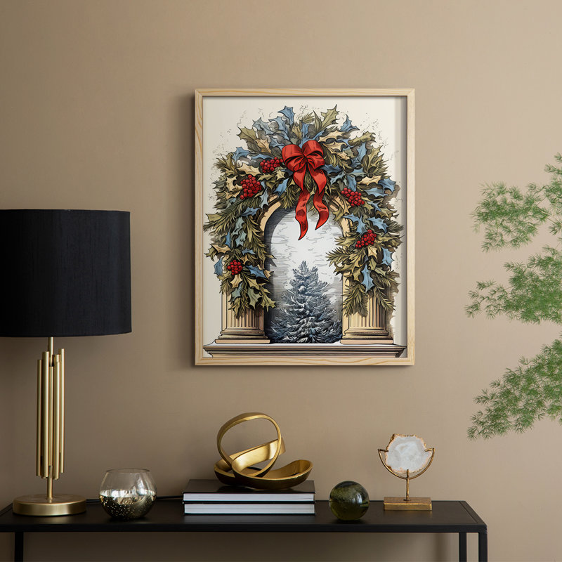 «Christmas Holiday Art CDL III», reproduction encadrée - bois massif, Naturel, H 11 po x l 9 po