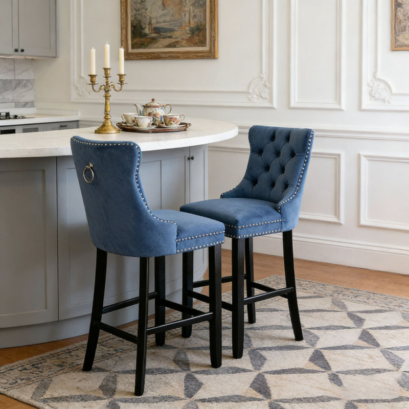 Chaise de salle à manger rembourrée moderne, Bleu