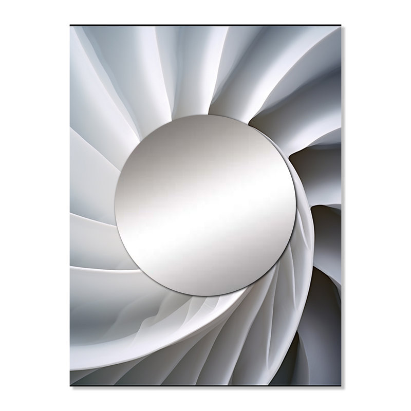 Ivoire Sea Sheel Infinity Sprial - Nautilus, miroir mural décoratif, miroir blanc, impression d'art en métal, 32 po x 24 po