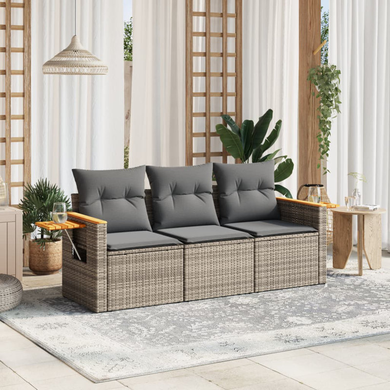  Ensemble de canapé de jardin gris, gris foncé, Gris, Gris foncé