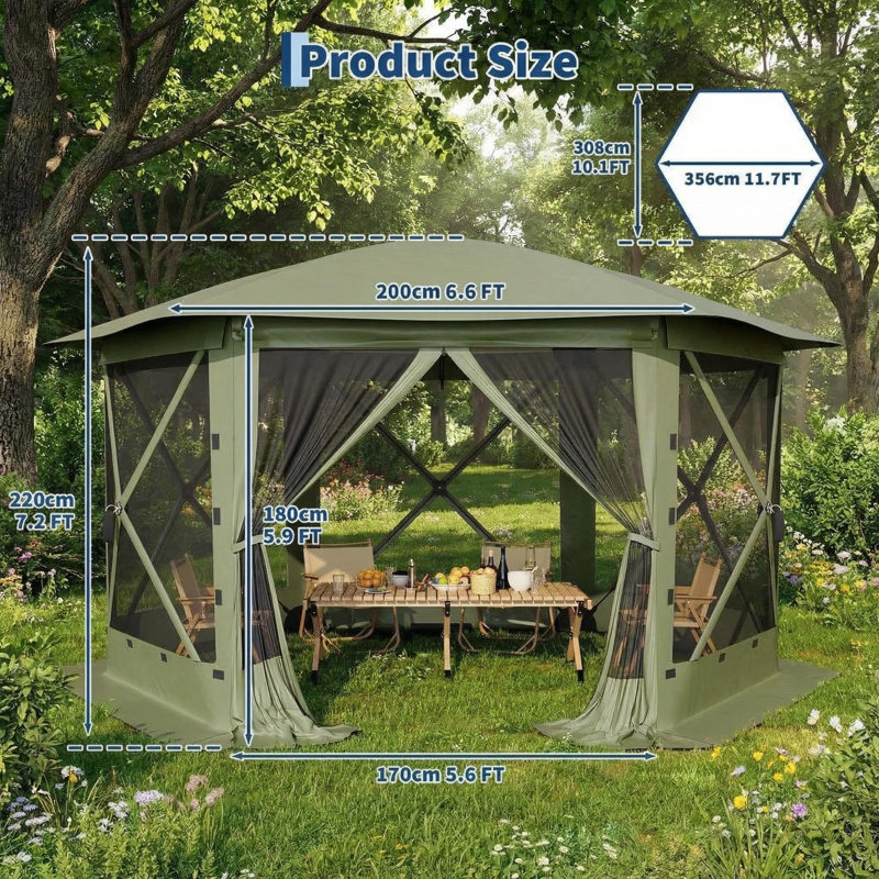 Tente escamotable avec toit amovible, 11,7 pi x 11,7 pi, Vert