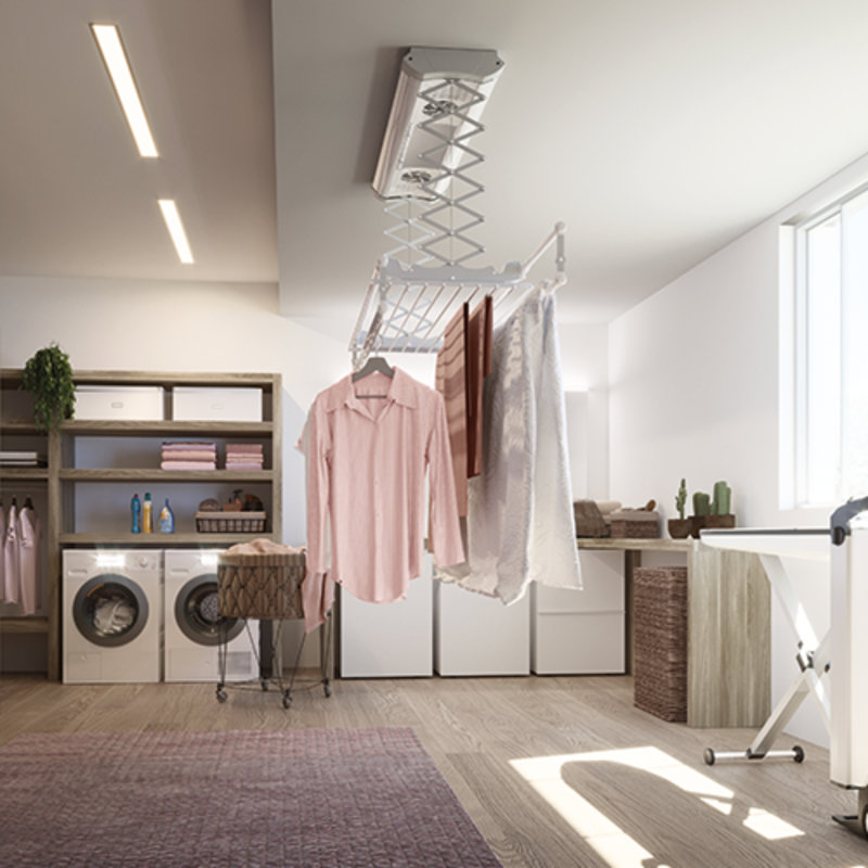 Steel Foldable Wall-Mounted Drying Rack, 130cm H x 38cm W x 17cm D