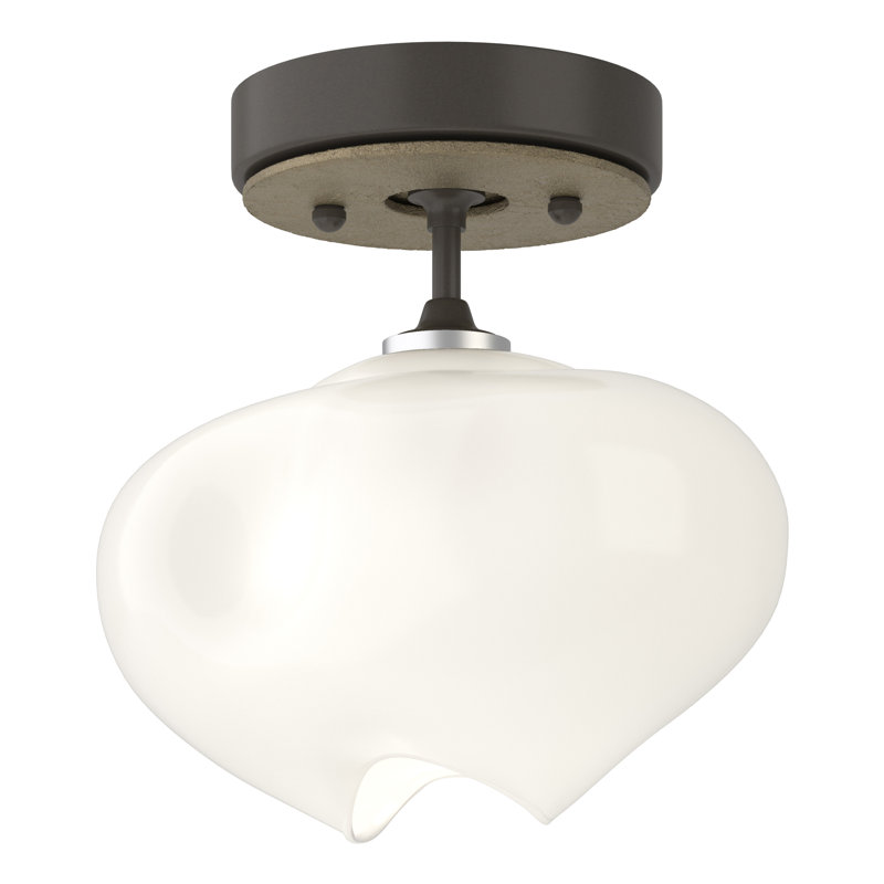 Ume Frosted Glass 1 - Light Semi Flush Mount, Dark Smoke, Soft Gold