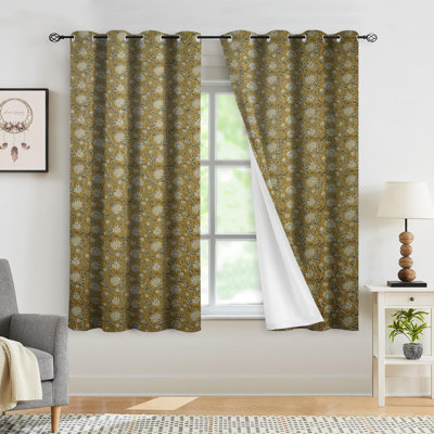 Block Print Eyelet Curtain Window Drape for Décor Thick Linen- Aradhna