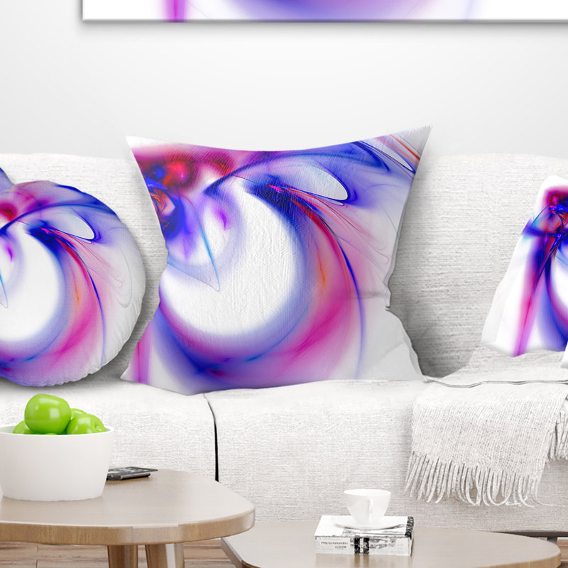 Art abstrait fractal mauve - coussin imprimé abstrait, 18 po x 18 po, Coussin décoratif