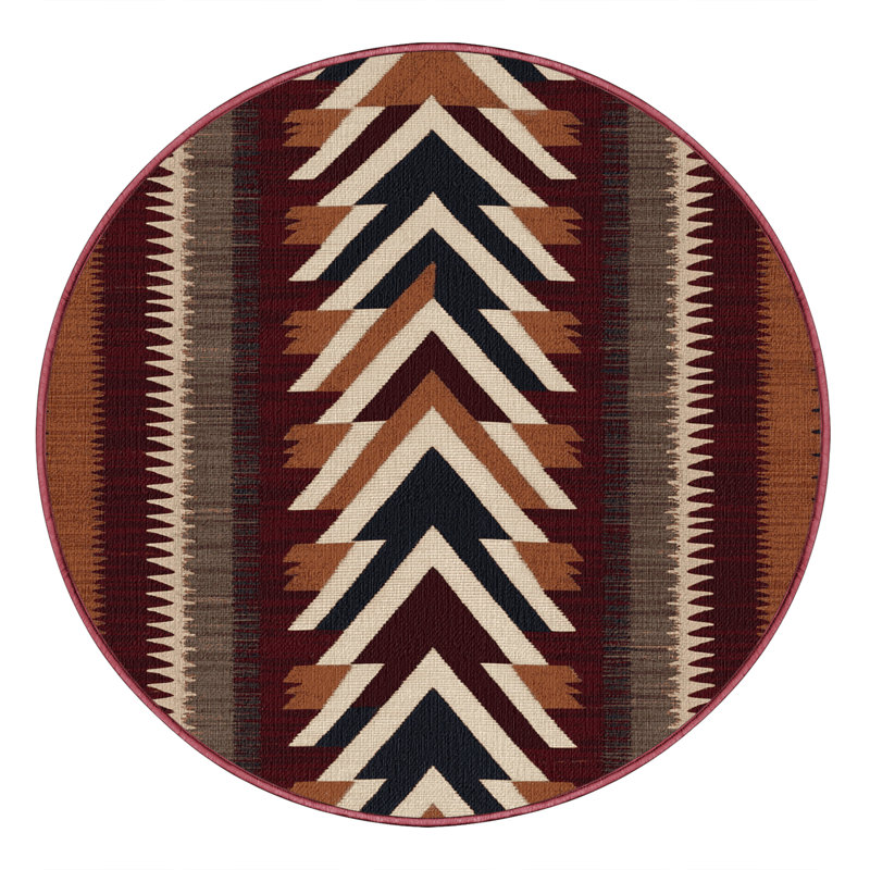 Washable Navajo Chevron Southwestern Area Rug, Round 5'
