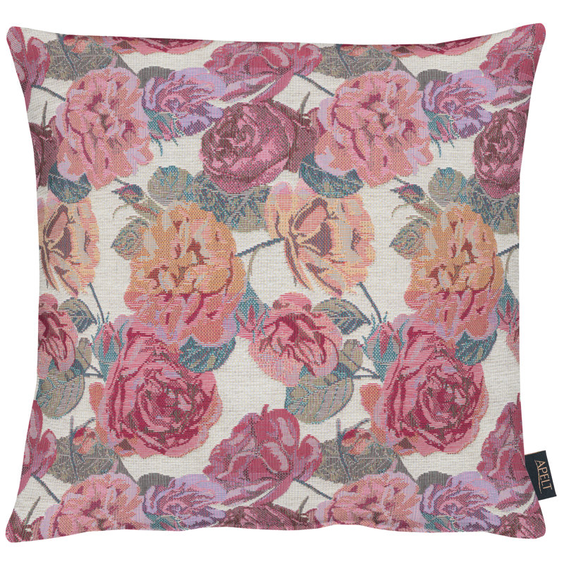 Summergarden Floral Square Throw Pillow Cover, Grey/Pink, 49 x 49cm