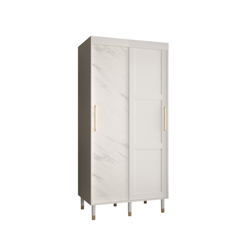 Malda Manufactured Wood Wardrobe, 208cm H x 100cm W x 62cm D, White Matt