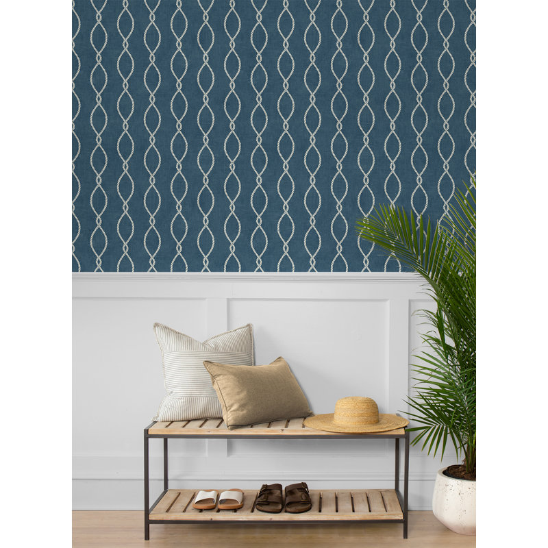 Papier peint géométrique Wardner, Bleu denim