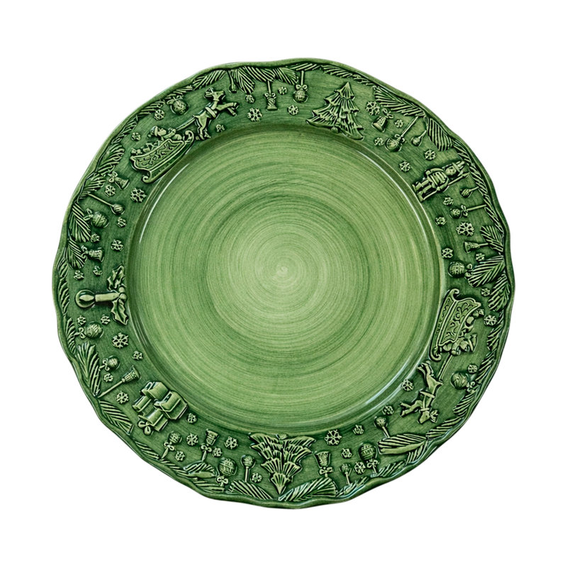 Assiette plate verte Fiabe di Natale