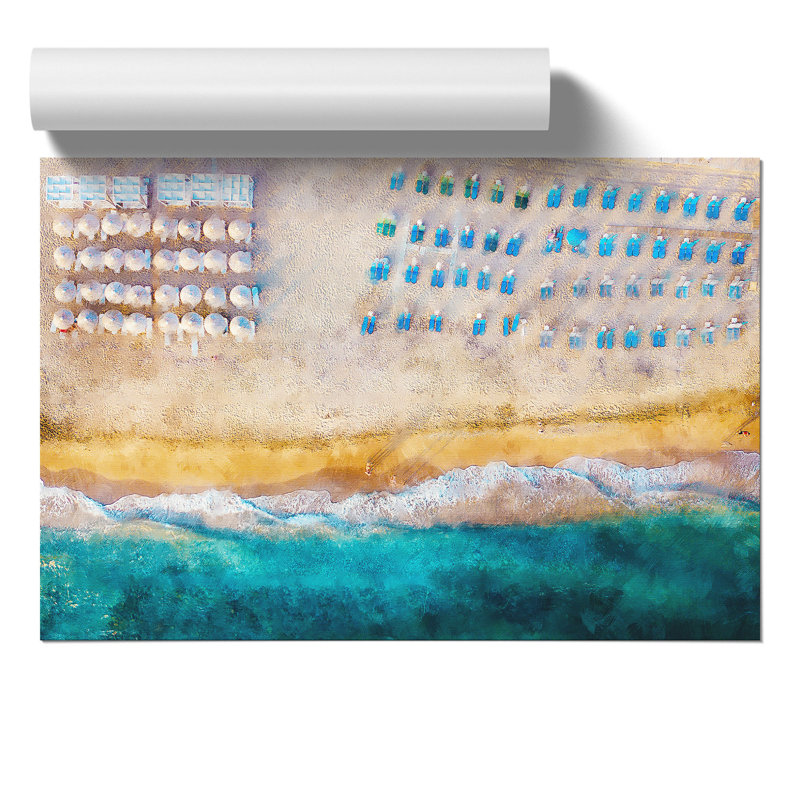 Beach in Corfu Greece Painting - Frameless Print, 21cm H x 30cm W x 0.1cm D