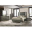 Commode de style contemporain à 5 tiroirs avec support à 5 tiroirs et feuillets sur fond gris foncé