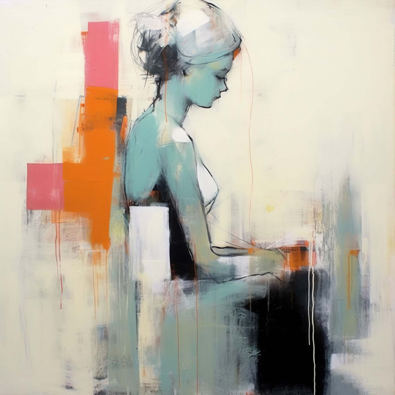 Colorful Abstract Color Block Girl 7 - Unframed, Small