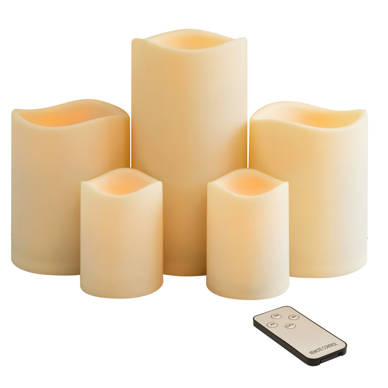 Battery Operated LED Candles with Remote Control - 5 Piece