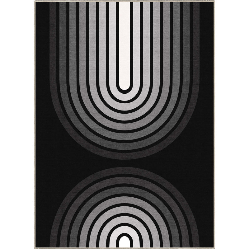Tapis tissé à plat à motif géométrique noir Winston Porter Shanea Duo, Rectangle 9 pi 3 po x 12 pi 6 po