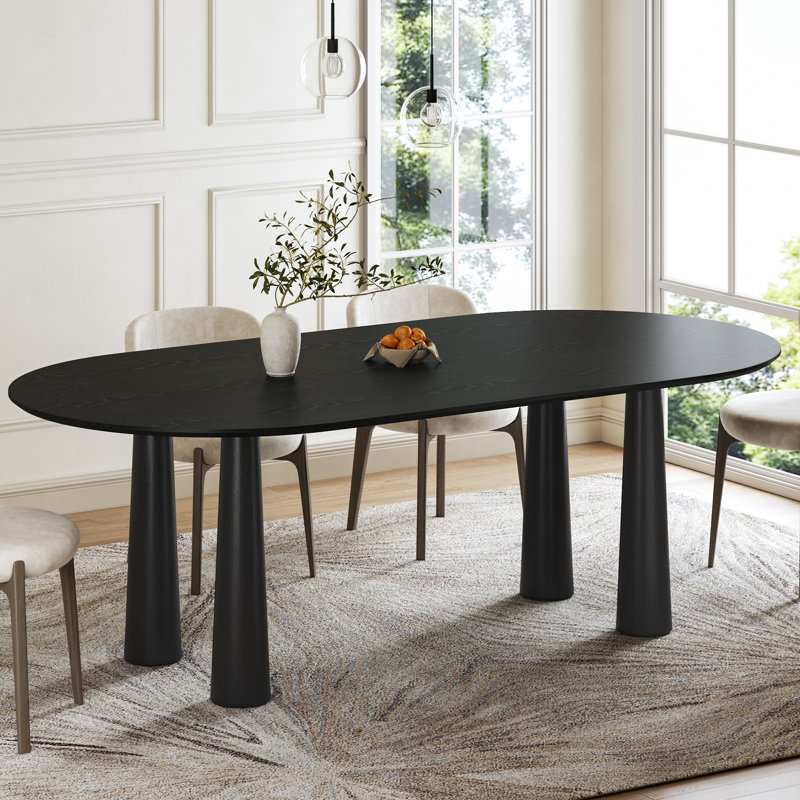 Table de salle à manger en bois, H 30 po x L 79 po x l 40 po, Noir, noir, noir, noir