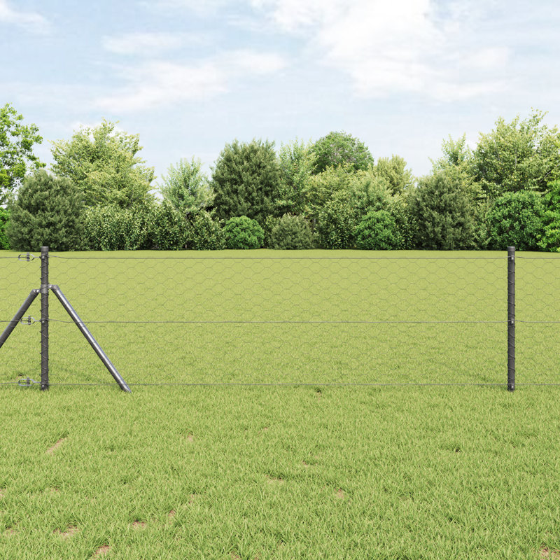 Hexagon Fence Grey 10 M Steel, 60cm H x 1000cm W