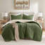 Ensemble d'édredon 3 pièces chenille tricoté gaufré, olive-130471685
