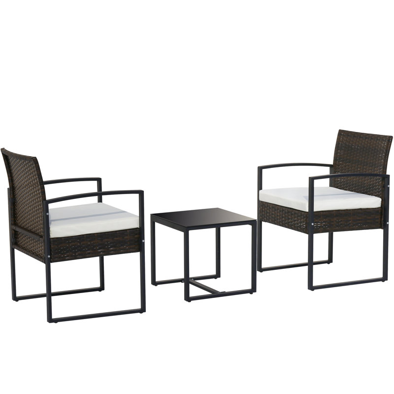 Glennis 2 Seater Rattan Conversation Set, Dark Brown