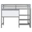 Lit mezzanine simple en bois avec bureau, tablettes et tableau d'écriture - Gris