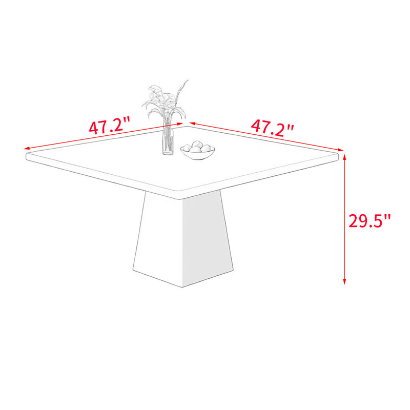 Table de salle à manger Cario, H 29,5 po x L 47,2 po x l 47,2 po