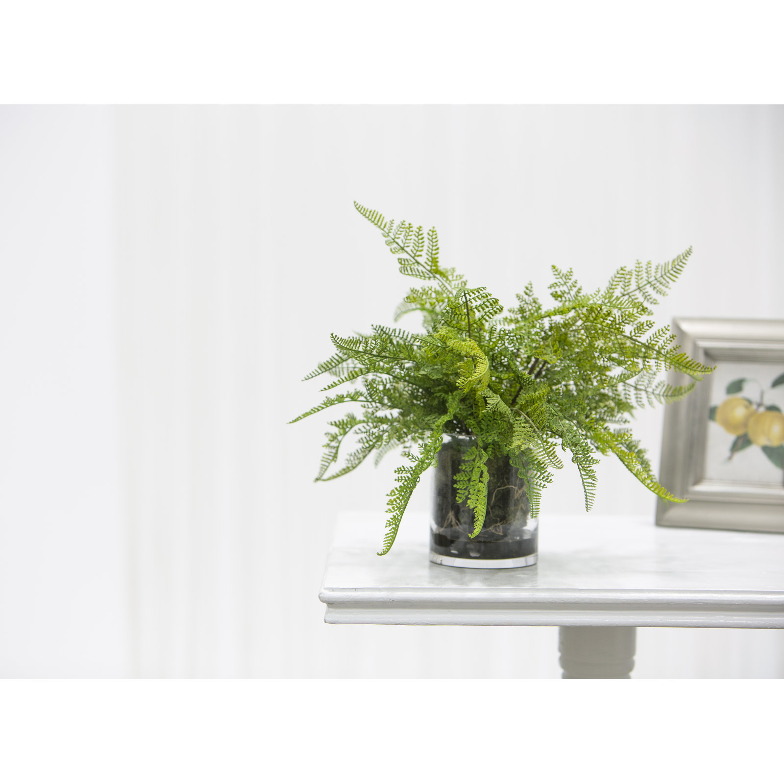 17'' Faux Fern Plant in Glass Vase