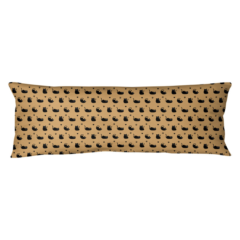 Coussin lombaire à imprimé animal chat, Bourre en polyester, Molleton moelleux, Orange