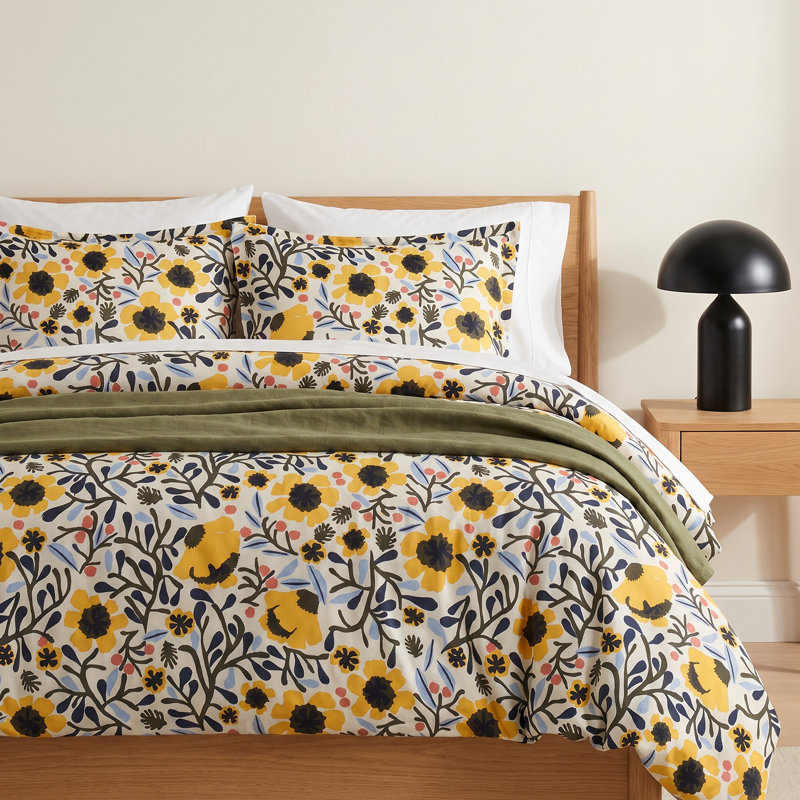 Mykero Cotton Duvet Cover Set, Twin Duvet Cover + 1 Standard Sham