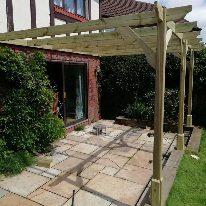 Bautram Solid Wood Pergola, Light Green, 270cm H  x 720cm W  x 420cm D