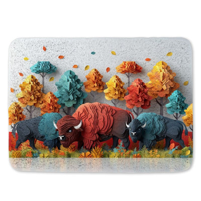Animaux, tapis de bain, faune, décor de salle de bain, feuillage coloré