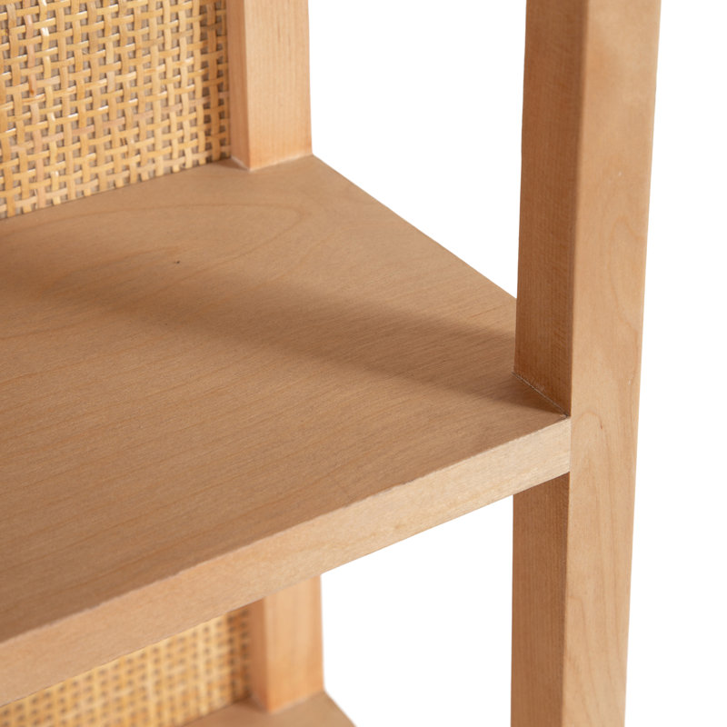 Ori Tiered Rattan Wall Shelf for Use as Bathroom Over-the-Toilet Storage Shelves, Tan