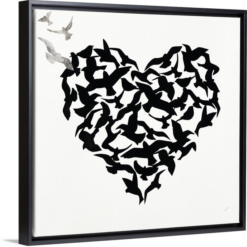 «Hearts in Flight IV», impression sur toile, Cadre flottant noir, H 31,7 po x l 31,7 po x p 1,75 po
