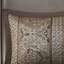 Couvre-lit réversible 5 pièces pour très grand lit - brun / or, feuille, rayures et motifs, 2 taies décoratives et coussins décoratifs, lavabilité durable, taies décoratives, décoration facile à entretenir