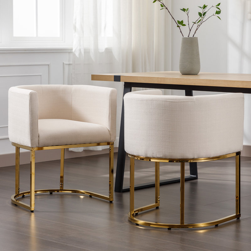 Chaises de salle à manger rembourrées Kaydance, Beige, Or