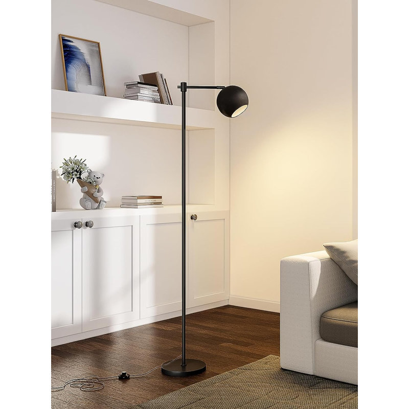 Nevio 63'' LED Swing Arm Floor Lamp, Black