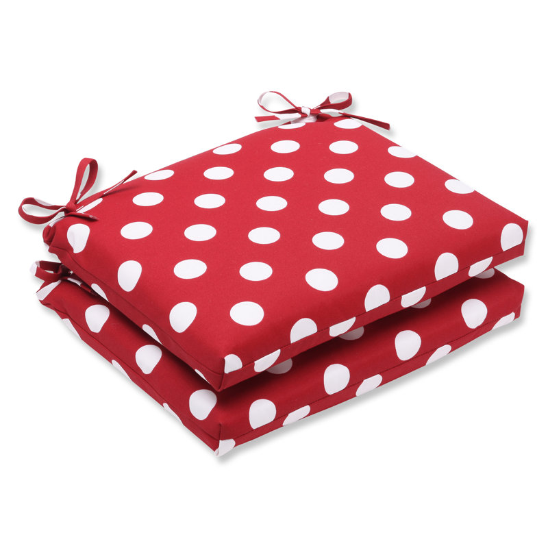 Coussin de chaise de salle à manger d’intérieur/d’extérieur, Rouge / blanc à pois