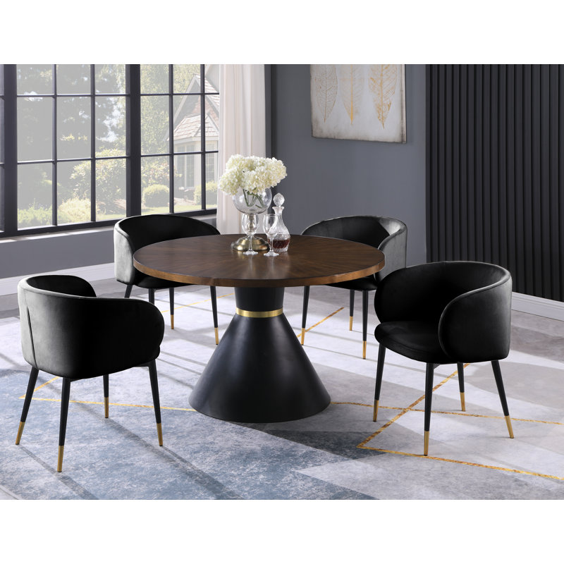 Joelan 5 Pieces Industrial Round Dining Set , Black