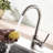 Commercial Kitchen Faucet In Stainless Steel - Single Handle, Brushed Nickel, Stylish Appearance Hole Sink For Modern