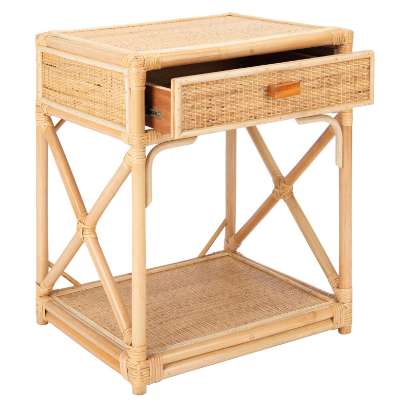Arvis 18.5'' W Wicker / Rattan Nightstand, White/Natural