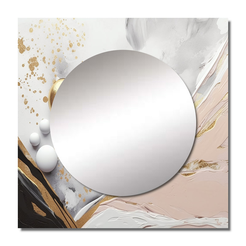 Gevin - Art mural miroir carré abstrait en marbre pour salle de bain, 29 po x 29 po