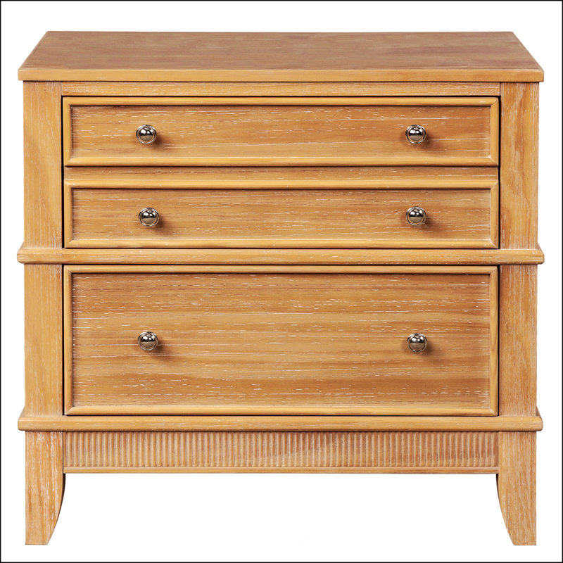 Table de chevet 3 tiroirs en bois naturel Asalah