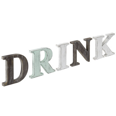 5 Piece Decorative Cutout Wood Letter Block Sign