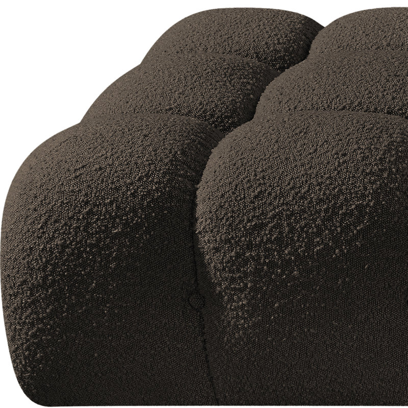 Ames Upholstered Sofa, Brown Boucle Fabric, 1 Armless, 2 Ottoman