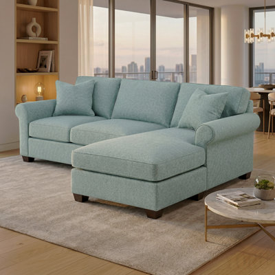 Sectional – Made In Usa, 5-Day Shipping, Custom Fabric Options, L-Shaped Sectional Wholesale Sectional Furniture - Blue Leslie Robins Egg - Seafoam Green - Fabric