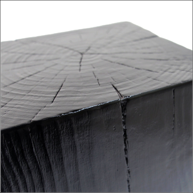 Table de bout en bois à colonnes carrées MGO, Noir, H 18 po x l 14,25 po x P 14,25 po
