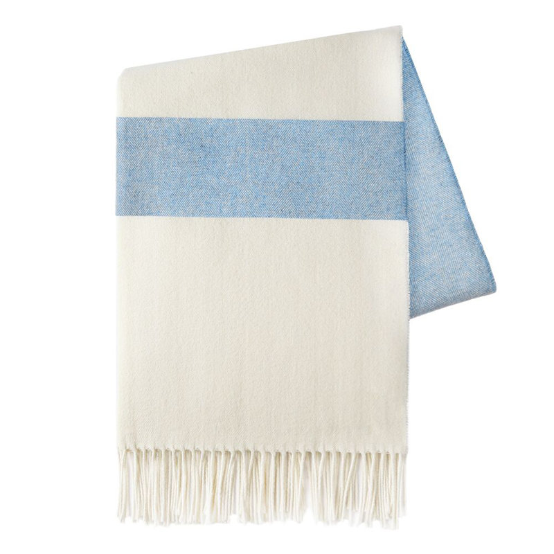 Sydney Herringbone Stripe Throw, Denim